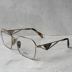 NEW Prada PR A51V Gold Square Unisex Eyeglasses Frames